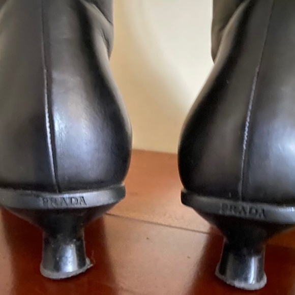 Authentic Prada Black Leather Kitten Heel Boot size 40 - Picture 6 of 11